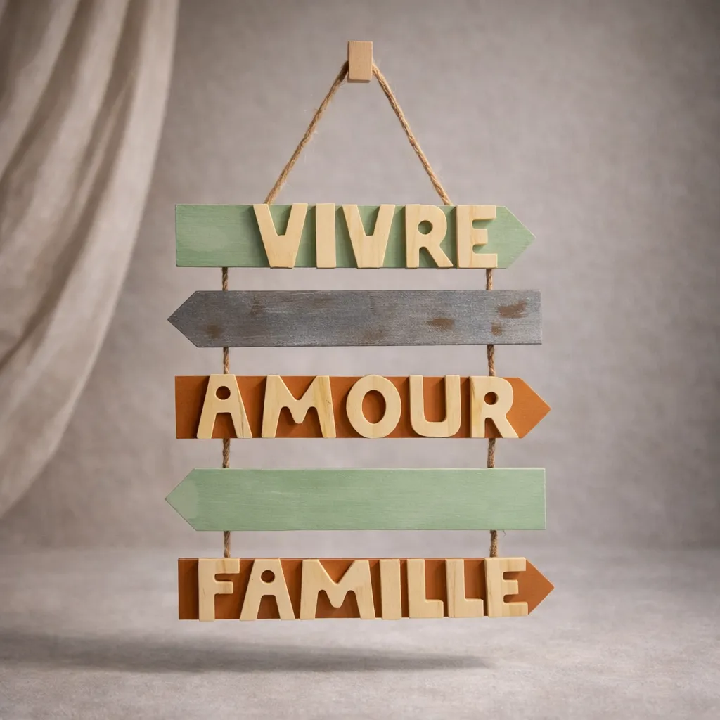 Suspension murale en bois avec lettre