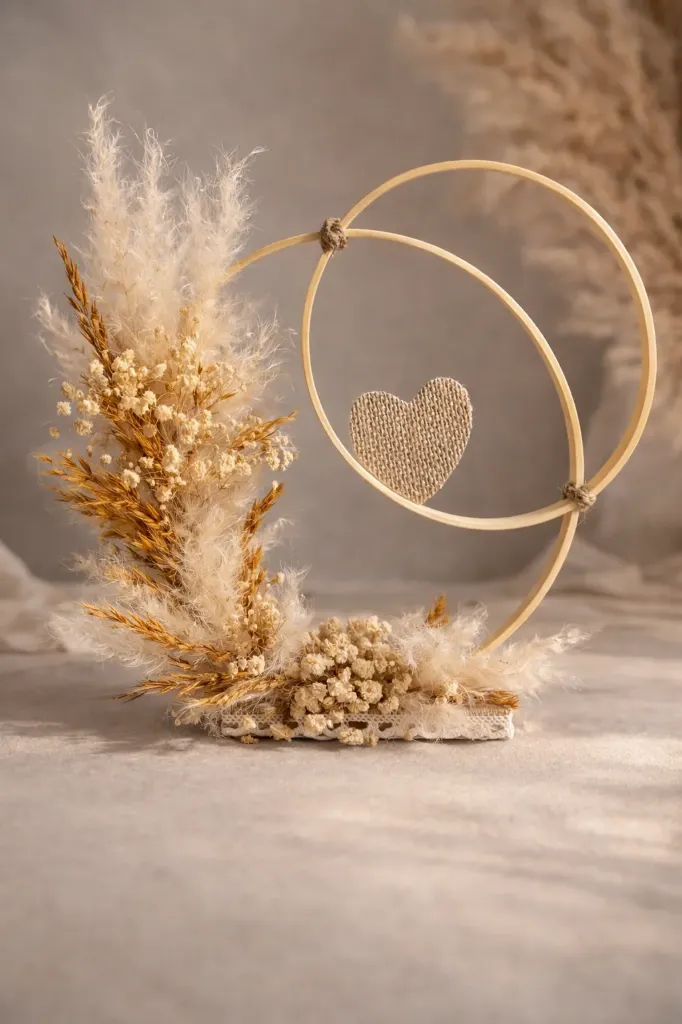 Centre de table bohème “Cercle d’Élégance avec coeur"